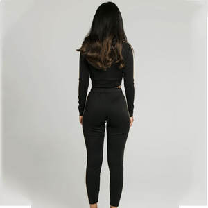 Conjunto de chándal de mujer personalizado ligero y transpirable de manga larga, tela Premium con personalización de logotipo, atuendo informal de moda. - Product Image 5