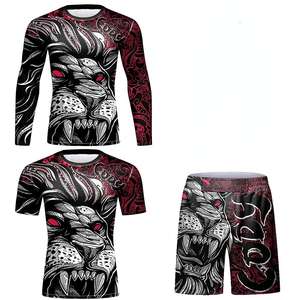 Mallas de gimnasio para hombre, mallas Rashguard, conjunto de traje de compresión, ropa deportiva de 2 piezas para entrenamiento, ropa de artes marciales - Product Image 1
