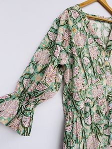 Surtout vente Designer Impression Vêtements Femmes Dernière Robe Conception Femme Style Occidental Manches Bouffantes Élégant Maxi Robes Articles - Product Image 5