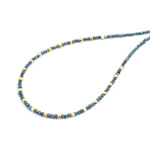 Collar de Perlas de Plata de Ley 925 Chapado en Oro de 14K con Forma de Rondelle de Diamante Azul para Mujer, Modelo de Moda 1011 - Product Image 3