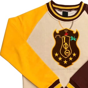 Sweat-shirts en molleton de coton à col rond et poche kangourou, couleurs contrastées, style Lota Phi Theta, pour l'automne et l'hiver, vente en gros - Product Image 3