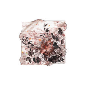 Écharpe carrée en coton blanc cassé à motifs floraux - Product Image 1