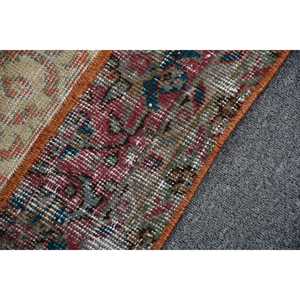 พรมตุรกีโบราณขนาดเล็ก 1.9x4.8 ฟุต พรมขนสัตว์สีดำ - Product Image 5