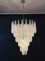 Grand Lustre de Luxe Italien Vintage Murano Transparent Lustre en Verre Luminaires pour Villa Lounge