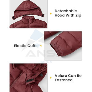 Hot-Selling Mens Puffer Jacket Detachable Hood Water-Resistant Lightweight Quilted <b>Coat</b> with 4 Pockets OEM/ODM Custom Colors - Product Image 4