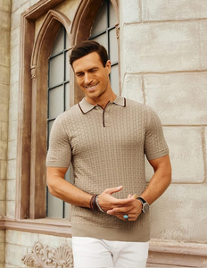Polo tendance pour hommes à manches courtes haut respirant coupe moderne idéal pour le travail de mode en ville ou les événements occasionnels - Product Image 1