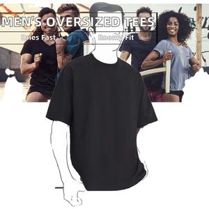 Camisetas de punto de algodón oversize estilo hip hop, 220 gramos, ajuste holgado, manga corta, diseño liso, largas para hombre, moda popular - Product Image 3