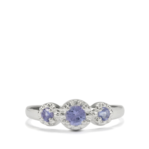 Bague en Tanzanite de forme ovale en argent sterling plaqué rhodium, bijou artisanal de style statement - Product Image 2