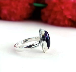 Luxueux 925 Sterling Silver Natural Amethyst Ring 8x16mm Marques Shape Bezel Setting Handmade Bohemian Statement for Women - Product Image 2