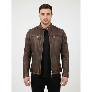 Veste en cuir pour homme Streetwear personnalisable Nouvelle mode confortable Veste en cuir véritable - Product Image 6