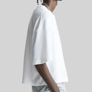 Camiseta blanca en blanco para hombre, ropa de calle de algodón 100% de gran tamaño, fabricante de camisetas personalizadas con hombros caídos, camiseta recortada Boxy Fit - Product Image 3