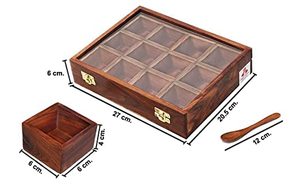 Artisan Aura Boîte Masala en bois fabriquée à la main Design de luxe Stockage d'épices en bois naturel pour la cuisine à domicile Masala Dabba - Product Image 5