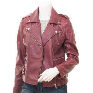 New Arrival <b>Women's</b> Biker Faux Leather <b>Jacket</b> Stand Collar Unique Hot Selling Design Satin Fabric for Autumn Cheap Price - Product Image 3