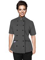 Chaqueta de Chef Profesional de Manga Corta para Mujer, Polialgodón, Colores y Tallas Personalizadas, Uniforme a Medida para Restaurantes y Bares