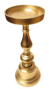 Bougeoir en métal, aluminium plaqué or, ressemble à du laiton, multi-usages, Ht. 35 cm FABRIQUÉ par MZ INTERNATIONAL - Product Image 1