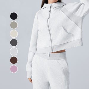 Sweat à capuche de yoga pour femme avec trous pour les pouces, en polaire 320 g/m², ample, décontracté, pour le sport et le fitness - Product Image 2