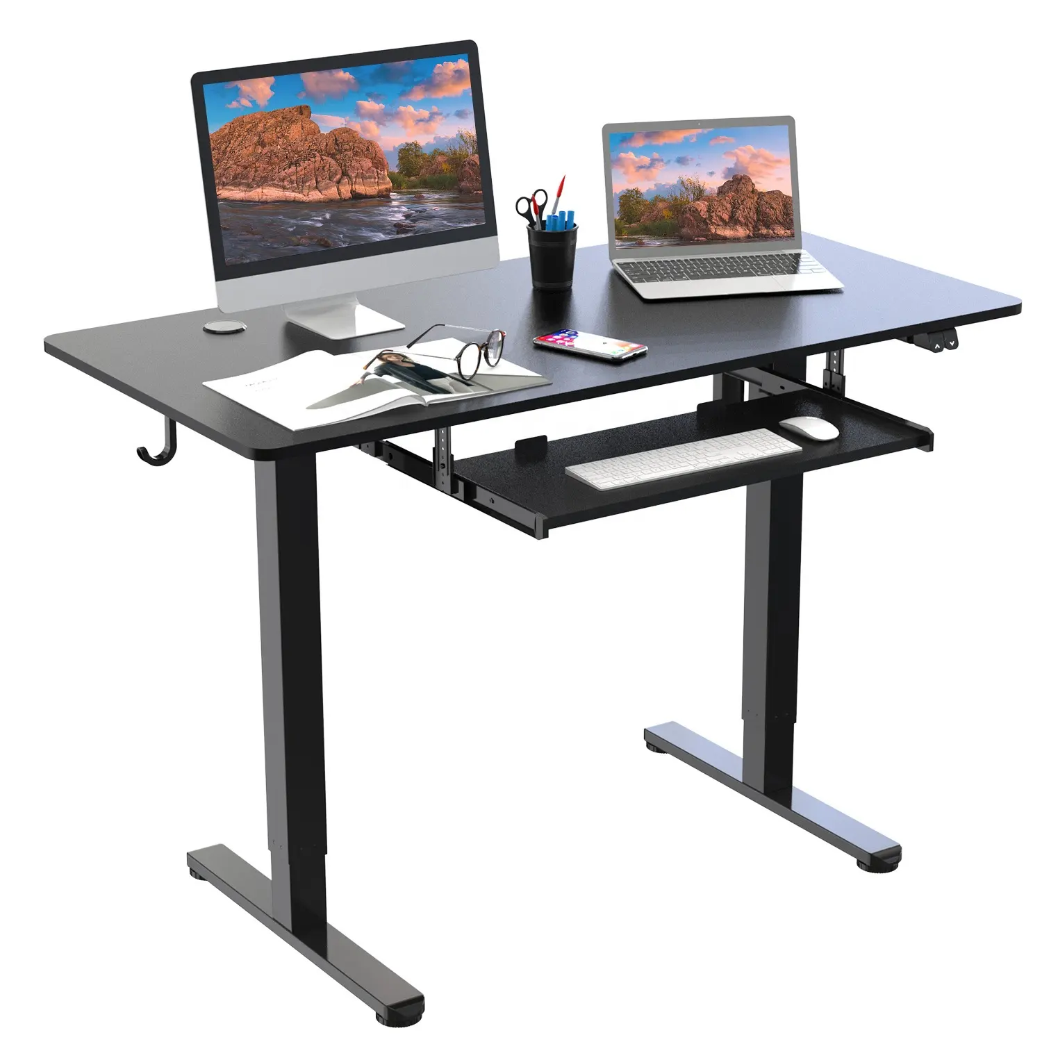 Easily Adjust Height Single Motor Electric Standing Desk Large Writing PC Desk Modern Simple Table for Home Office