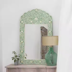 Cadre de miroir moderne en os incrusté classique, décoration murale de salle de bain en os, artisanat en os fait à la main par Crescent Crafts - Product Image 3