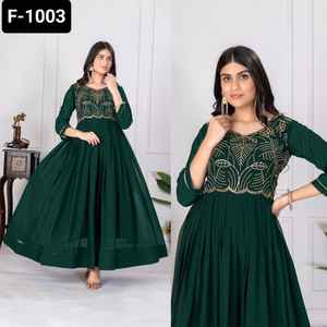 Vêtements ethniques indiens fausse georgette avec broderie Zari paillettes fonctionnent avec robe de créateur de haute qualité vêtements de luxe pour femmes - Product Image 4