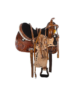 Selle de cheval Western en cuir véritable de qualité supérieure pour les courses de barils et l'équitation - Product Image 1