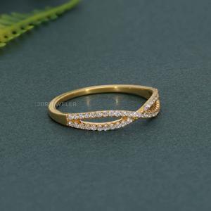 Elegante IGI certificado VVS Lab Grown Diamond 14K oro sólido Crossover Pave Set anillo de boda joyería de gama alta para regalo de mujer - Product Image 5