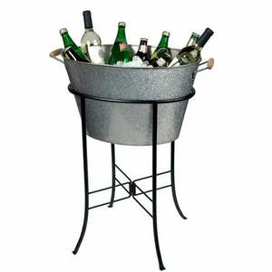 Bañeras Galvanizadas para Cerveza y Vino con Soporte de Hierro, Diseño Industrial de Lujo, Accesorios de Bar de Acero PC para Decoración y Almacenamiento de Vino - Product Image 3