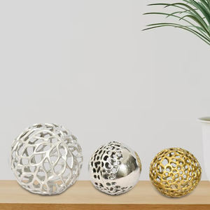 Escultura de aluminio con juego de 3 piezas Escultura de bola de metal con acabado dorado y plateado para decoración de oficina y hogar - Product Image 3