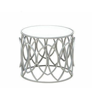 Table d'angle de chantier de finition plaquée or en métal et marbre de créateur attrayant pour salon et chambre à coucher meubles d'extérieur et d'intérieur - Product Image 2