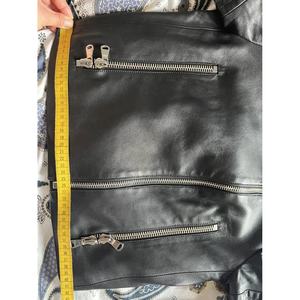 Women's Genuine Leather Winter Motorcycle <b>Jacket</b> Eco-Friendly Snake Skin Removable Hood Wool Liner Double Breasted Zipper Long - Product Image 5