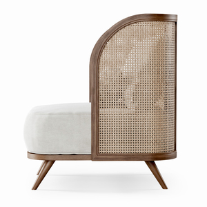 Chaise de jardin en rotin Kinoko avec structure en bois massif de teck pour une utilisation en intérieur et en extérieur. - Product Image 2