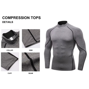 Chemise de course à col roulé à compression pour hommes, haut de fitness élastique à séchage rapide, vêtements de sport athlétiques pour entraînement sportif - Product Image 2