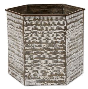 Lot de 2 jardinières décoratives hexagonales galvanisées faites à la main avec support - Product Image 2