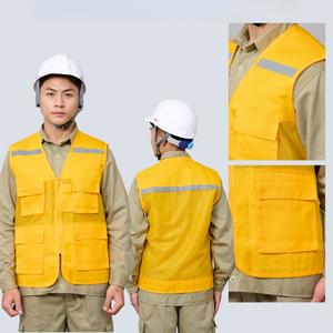 HighVisibility Reflective WorkwearSafetyVest 4 Bolsillos Poliéster MenUniformes Precio bajo FastShipping ConstructionGear - Product Image 2