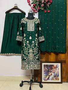 Ensemble Salwar Kameez en soie pour femme avec broderie de paillettes Dupatta pour tenue de fête - Product Image 6