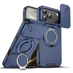 Coque iPhone 17 Pro 2025 avec support magnétique rotatif et protection d'appareil photo bleue - Product Image 1
