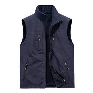 Gilet sans manches noir pour homme, col montant, fermeture éclair, coupe-vent, avec poches - Product Image 2