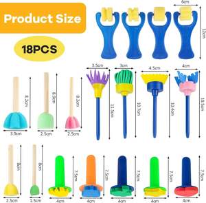 Bview Art 18 pièces couleur éponge brosse enfants peinture éponge brosse ensemble pour <span class=keywords><strong>dessin</strong></span> artisanat céramique bricolage - Product Image 2