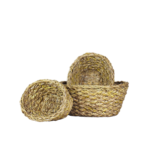 Panier de rangement pliable et écologique tissé en jonc de mer naturel avec couvercle et poignée, fabriqué au Bangladesh pour les petits espaces - Product Image 3