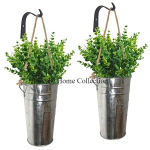Pots de jardin galvanisés par métal élégant de forme ronde et fonction de tenture murale de jardinière - Product Image 6