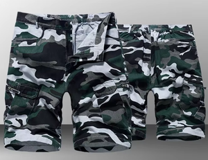 Custom Men's <b>Cargo</b> <b>Shorts</b> Solid Camo Pattern 100% Cotton Mid <b>Waist</b> <b>Elastic</b> <b>Waist</b> Casual Outdoor Gym <b>Shorts</b> Logo for Summer Beach - Product Image 4