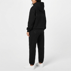 Womens Black Fleece Hoodie Tracksuit <b>Set</b> Pullover Sweatshirt <b>Jogger</b> Pants <b>Matching</b> Casual Sportswear Loungewear - Product Image 2
