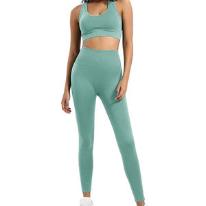 Premium Quality Latest Design Solid Front Women Yoga Set Customized Color Size Breathable Eco-Friendly Spandex/Polyester 2-Piece - Product Image 1