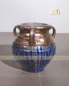 Pot en céramique émaillée GL600H40-MBO bleu métallique pour la maison pour la décoration de jardin Mini créations de paysage - Product Image 3