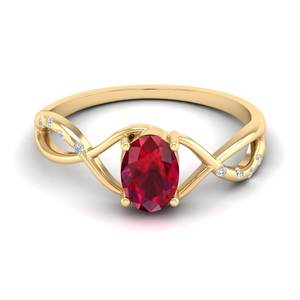 Vente directe d'usine REYES, bague en or massif 14 carats avec rubis ovale de 0,75 carat, bijoux pour femmes, moissanites rondes - Product Image 6