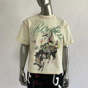 เสื้อยืดครอปผ้าฝ้ายขนาดใหญ่สำหรับผู้ชายเสื้อผ้าแนวสตรีทฮิปฮอปแอซิดกราฟิกสำหรับดู100% - Product Image 5