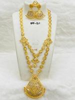 Parure de bijoux en cuivre plaqué or 24 carats, style vintage Dubaï, avec broche fleur, boucles d'oreilles et collier, idéale pour un anniversaire, cadeau tendance