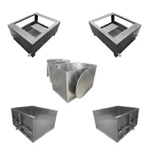 Trémies en acier inoxydable fabriquées sur mesure avec diviseur et entrée carrée-Food Processing OEM Manufacturer Vietnam - Product Image 1