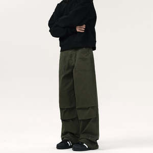 Pantalon de survêtement ample pour homme 100% coton Taille mi-haute Jogging en molleton Logo brodé Décontracté Haute rue Taille élastique Poches Séchage rapide - Product Image 1