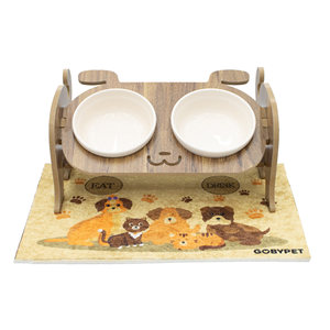Station de nourrissage double réglable pour chiens avec bols en céramique, support surélevé en bois pour animaux de compagnie, ensemble de bols et de mangeoires personnalisés en MDF - Product Image 6