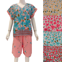 Conjunto Casual de Verano para Mujer, Simple, de Rayón, Manga Corta, Cuello en V, con Pantalones hasta la Rodilla, para Uso Diario, Suave